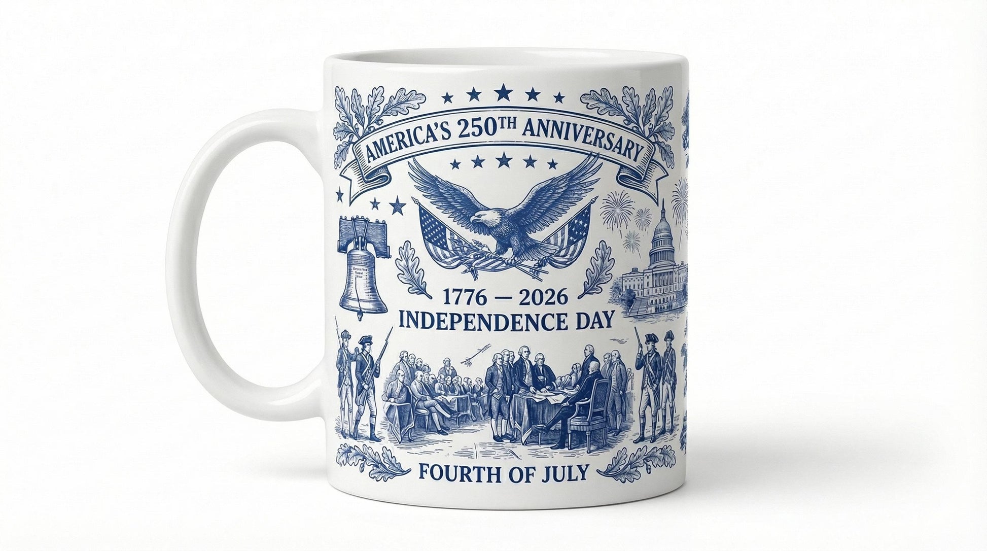 Semiquincentennial 1776-2026 Anniversary Accent Mug, America's 250th Cup, Patriotic Liberty Bell Coffee Mug, Independence Day Gift