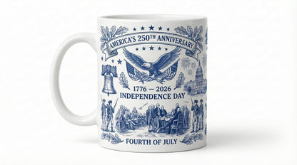 Semiquincentennial 1776-2026 Anniversary Accent Mug, America's 250th Cup, Patriotic Liberty Bell Coffee Mug, Independence Day Gift