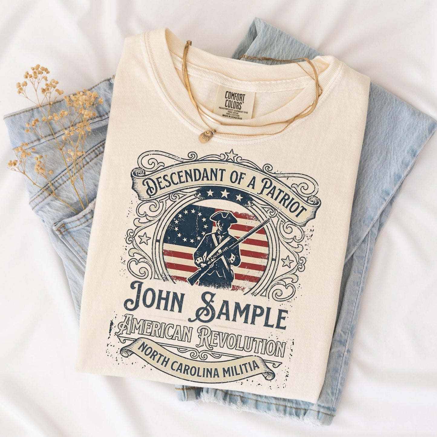 Descendant of a Patriot Custom Shirt, American Revolution 250 Anniversary Shirt, Personalized Patriot Ancestor Tee, Militia Gift