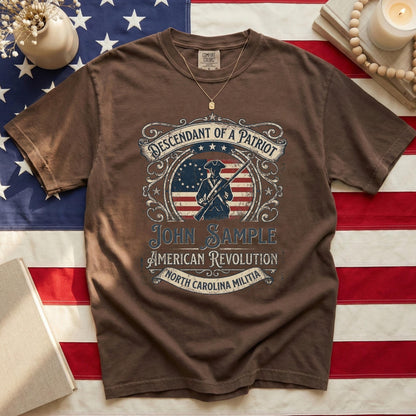 Descendant of a Patriot Custom Shirt, American Revolution 250 Anniversary Shirt, Personalized Patriot Ancestor Tee, Militia Gift