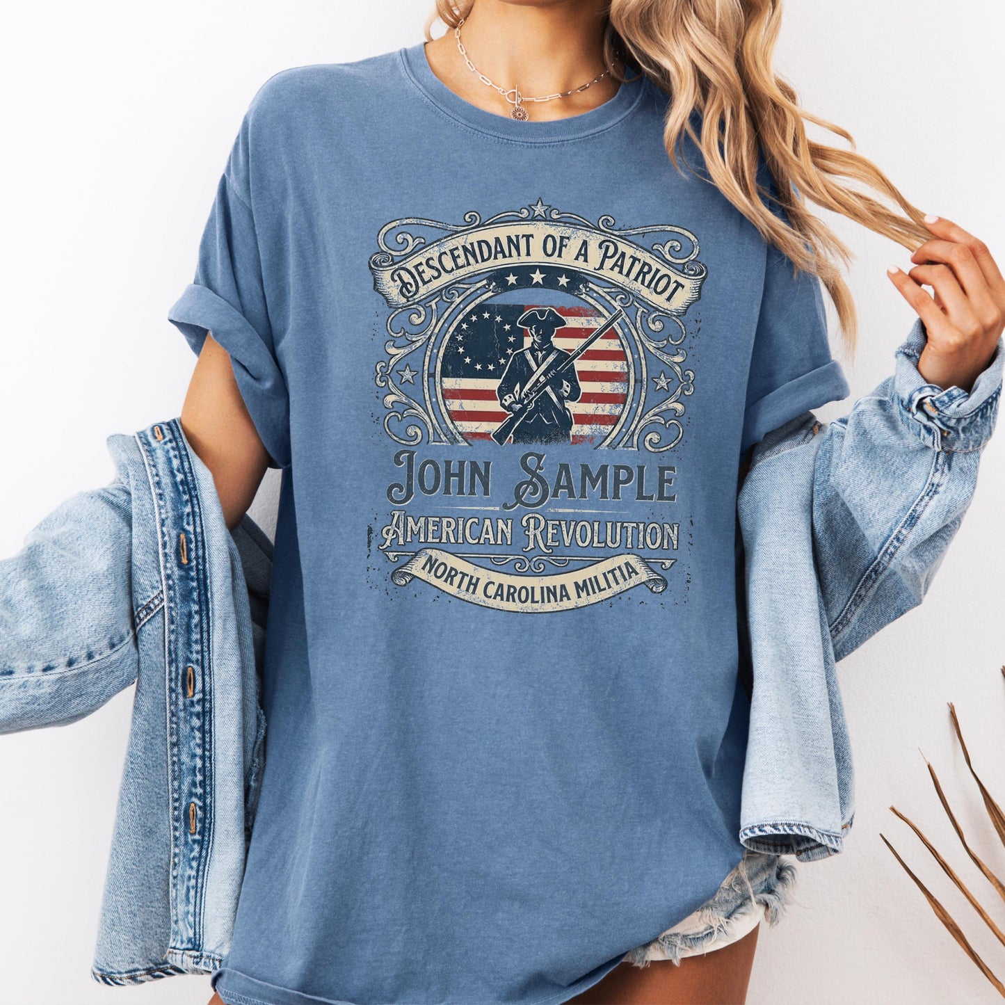 Descendant of a Patriot Custom Shirt, American Revolution 250 Anniversary Shirt, Personalized Patriot Ancestor Tee, Militia Gift