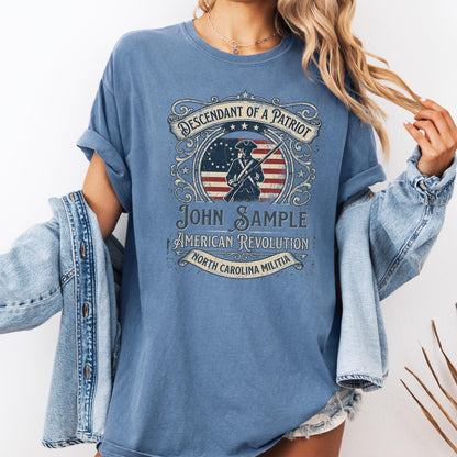 Descendant of a Patriot Custom Shirt, American Revolution 250 Anniversary Shirt, Personalized Patriot Ancestor Tee, Militia Gift