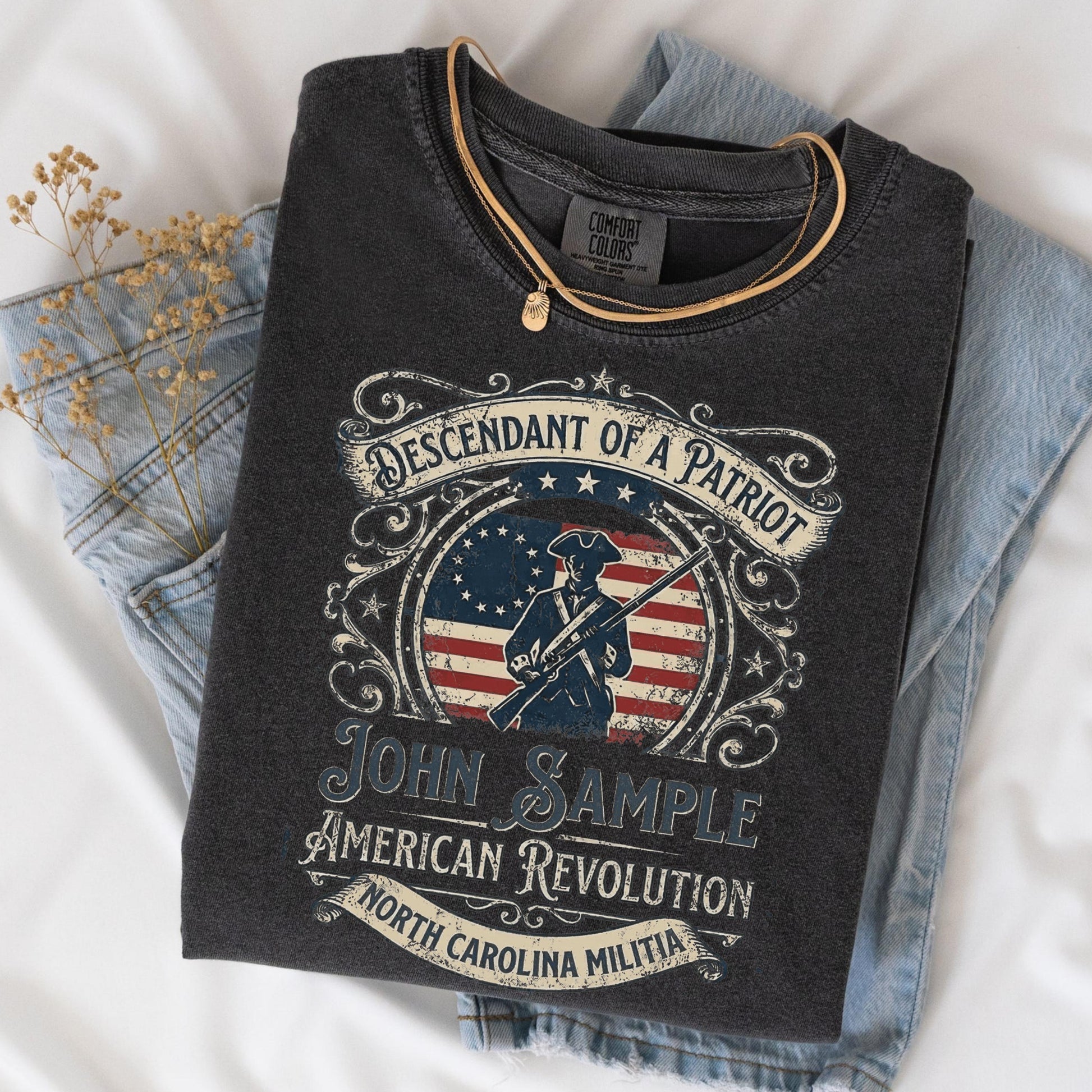 Descendant of a Patriot Custom Shirt, American Revolution 250 Anniversary Shirt, Personalized Patriot Ancestor Tee, Militia Gift
