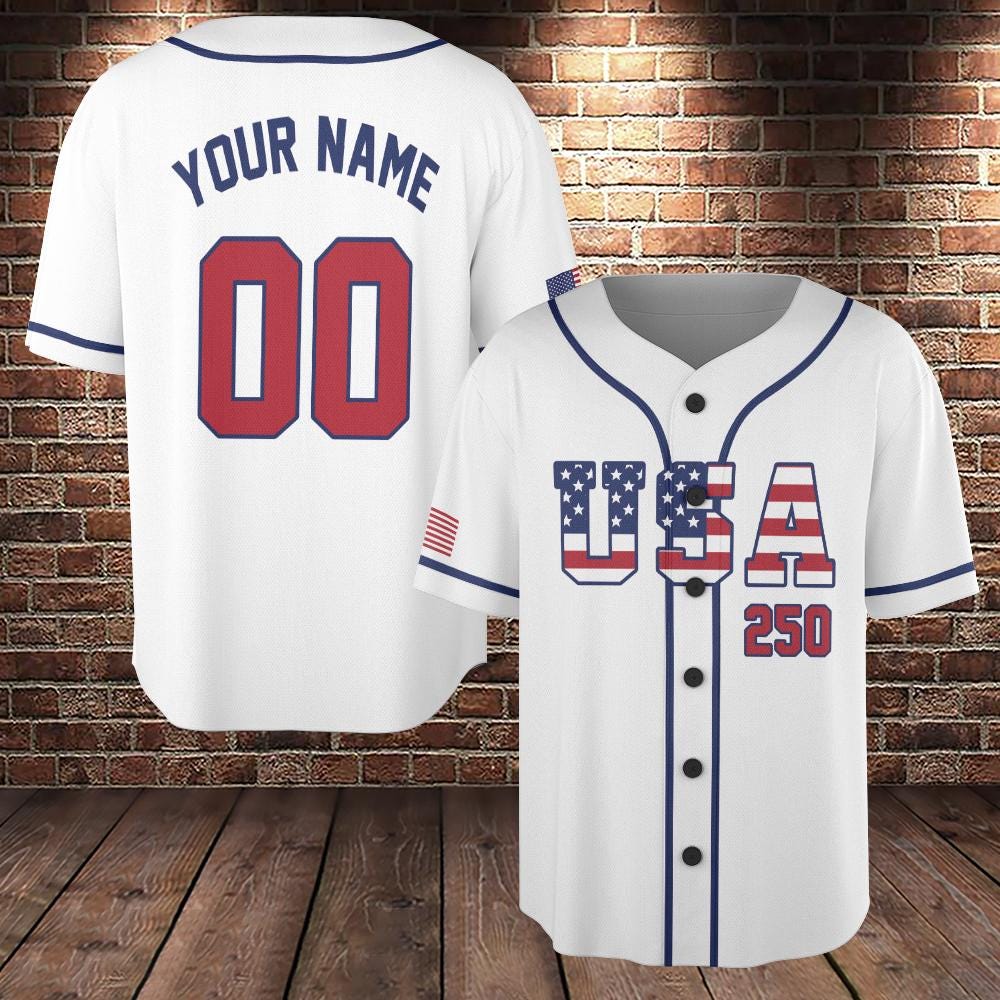 Personalized American Flag Baseball Jersey, 250 Years Of Freedom Shirt, American Baseball Jersey Patriotic Shirt With Name Number
