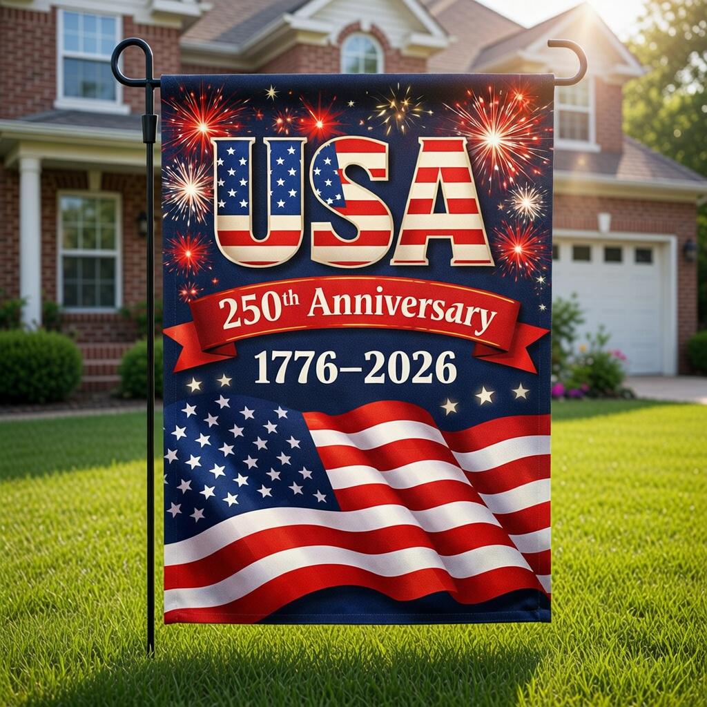 America 250th Anniversary Garden Flag, 1776-2026 Patriotic Eagle Flag, Custom Family Yard Decor