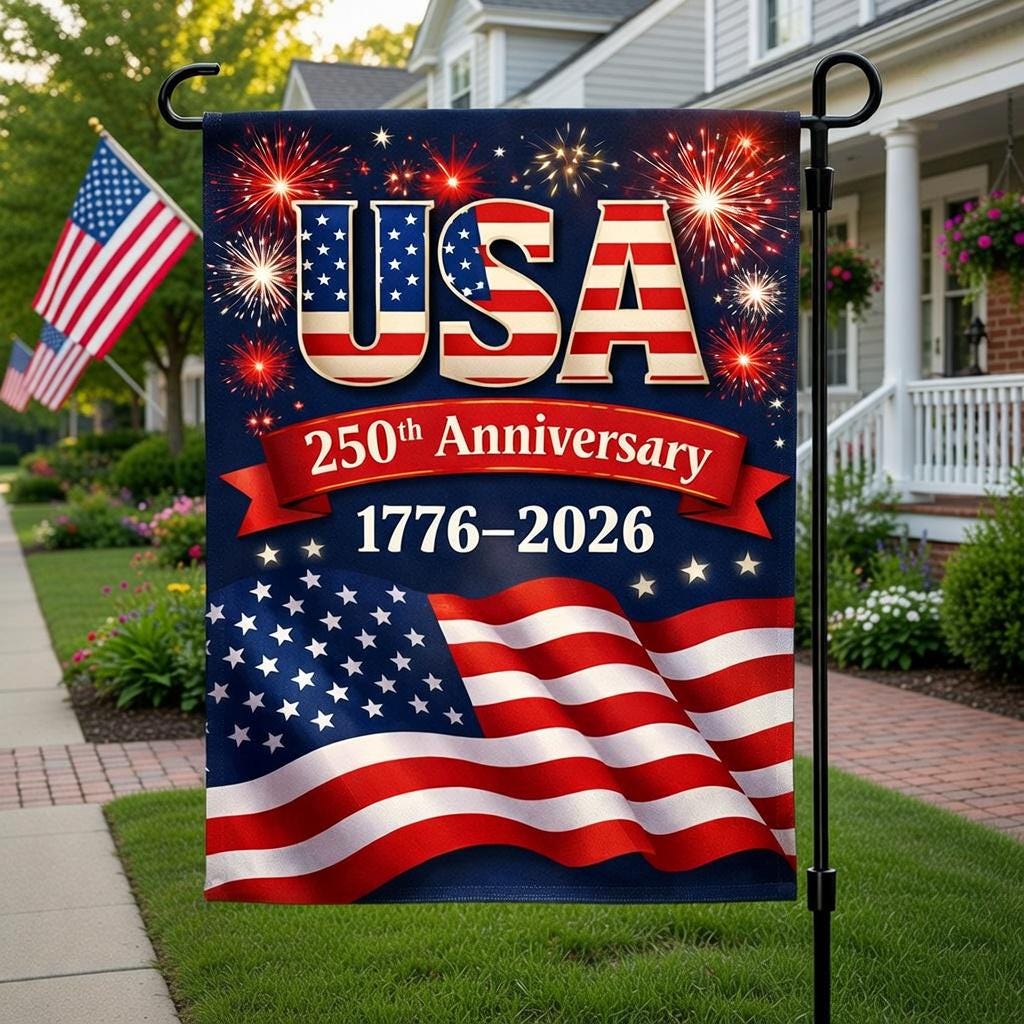 America 250th Anniversary Garden Flag, 1776-2026 Patriotic Eagle Flag, Custom Family Yard Decor