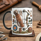 Custom Name Archery Accent Mug, Target Shooting Coffee Mug, Gift For Him, Father's Day Gift For Dad Grandpa