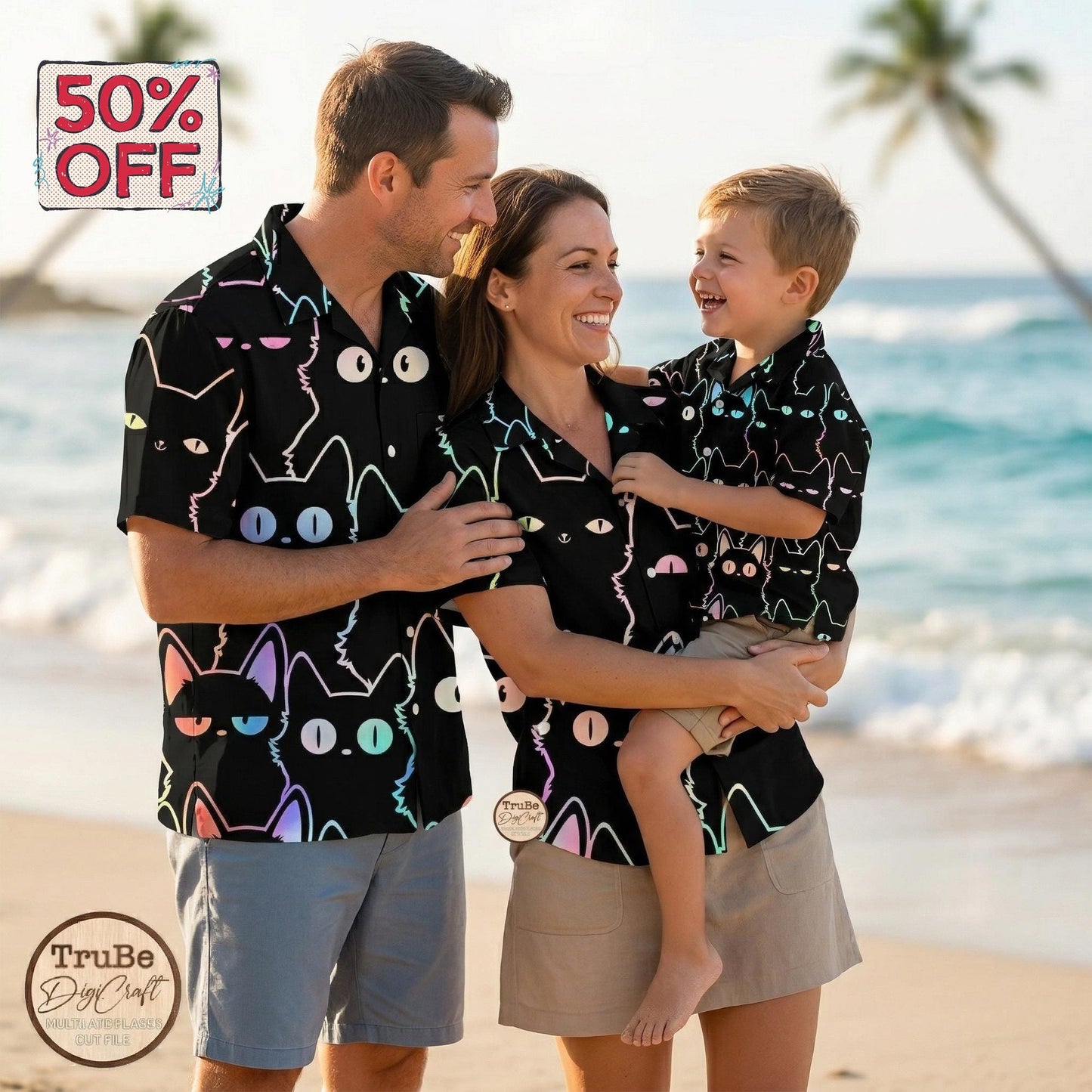 Neon Cat Hawaiian Shirt: Sunglasses & Headphones Aloha Shirt