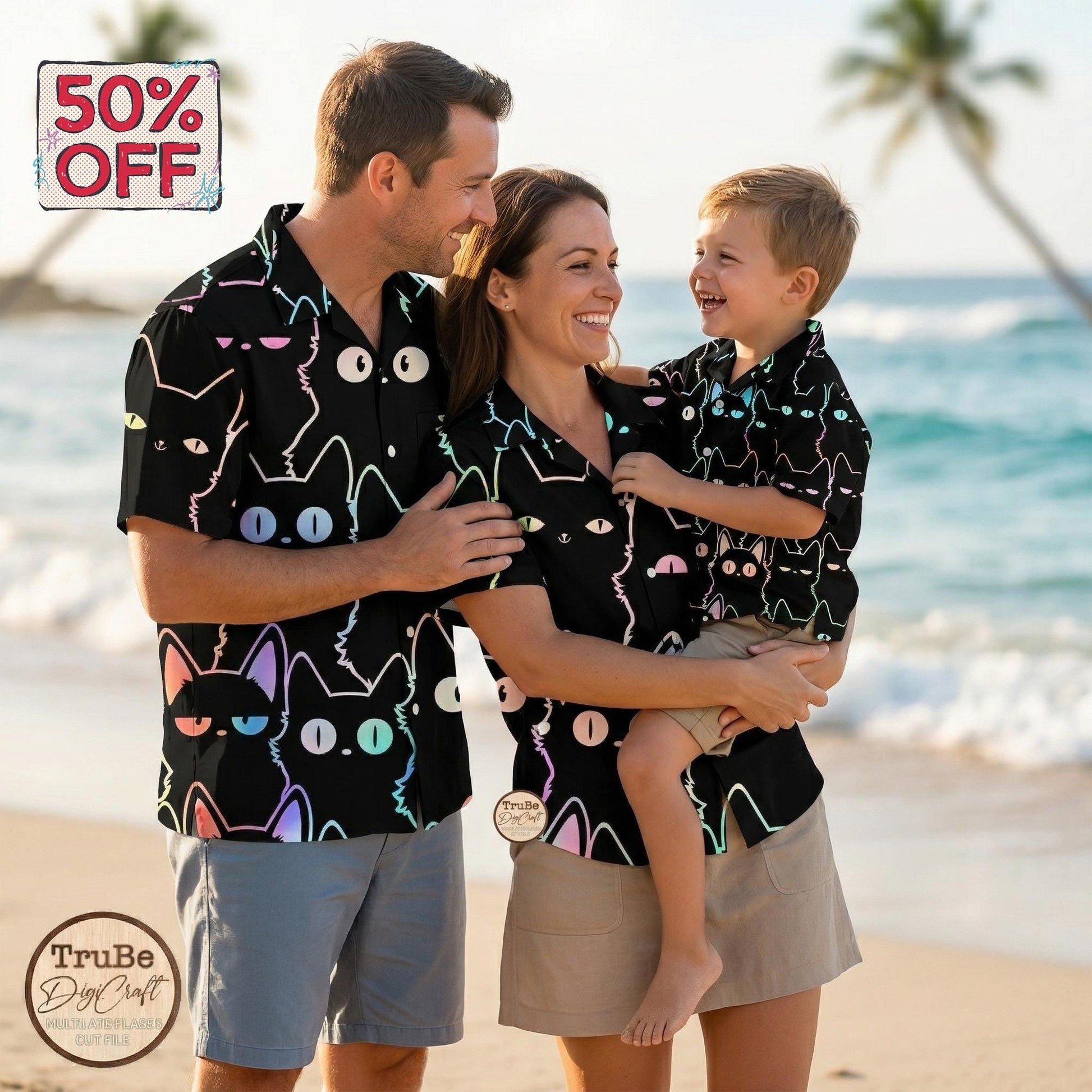 Neon Cat Hawaiian Shirt: Sunglasses & Headphones Aloha Shirt