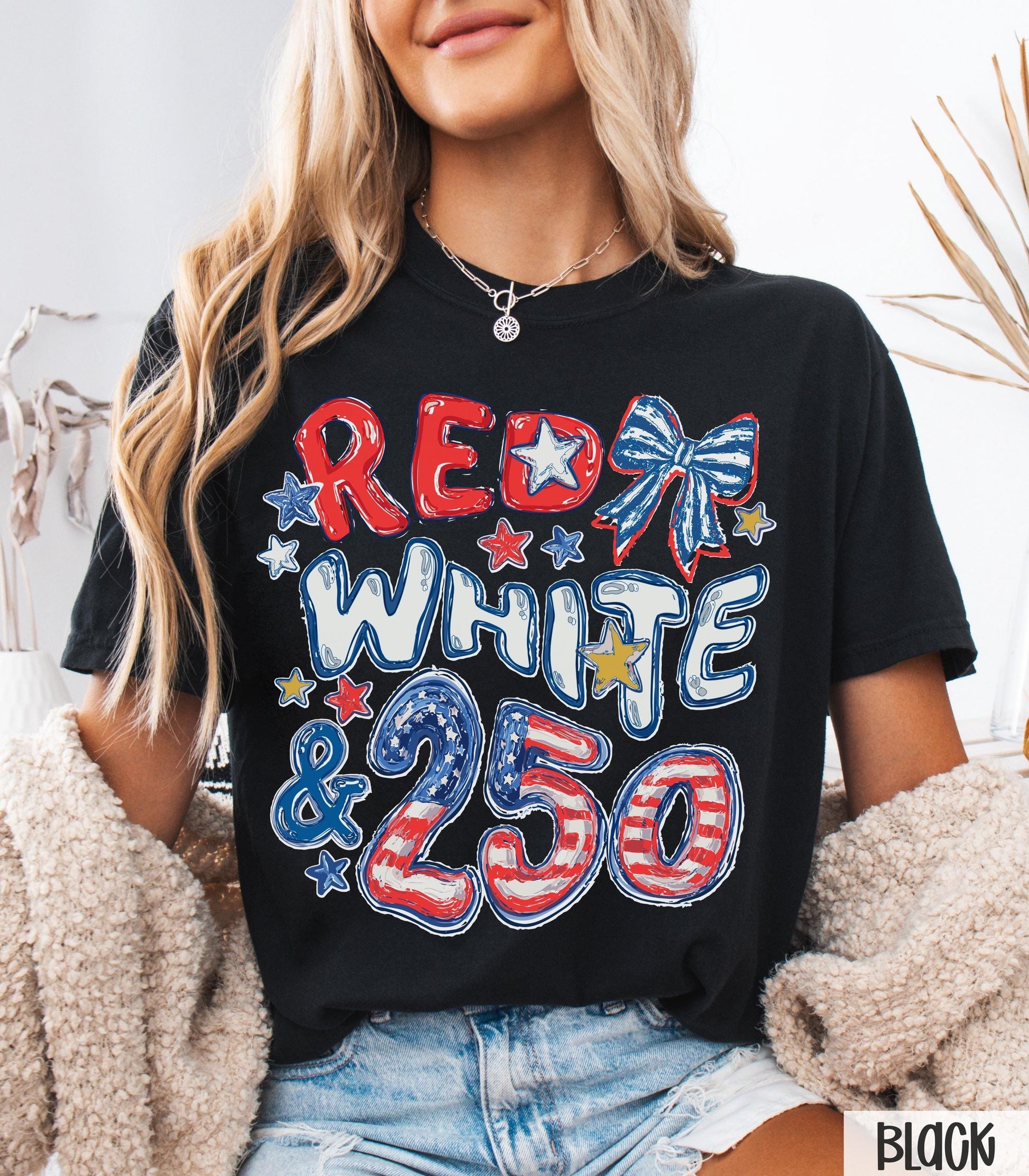 Comfort Colors 250th Anniversary Shirt, Red White and 250 Tee, 4th of July Shirt, Preppy Patriotic Tee, USA America Shirt, Flag Tshirt