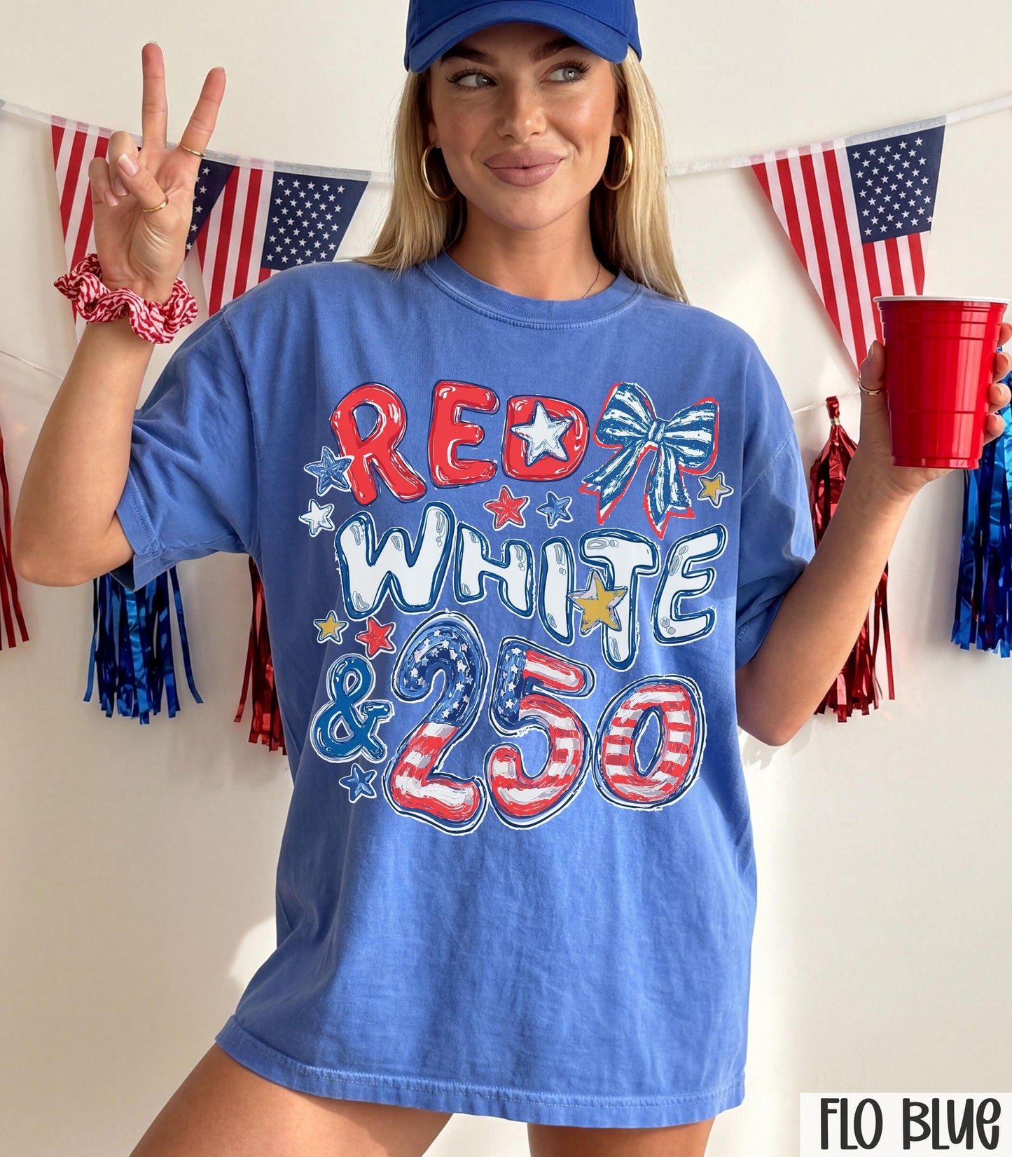 Comfort Colors 250th Anniversary Shirt, Red White and 250 Tee, 4th of July Shirt, Preppy Patriotic Tee, USA America Shirt, Flag Tshirt