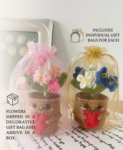 Personalized Gift – Crochet Flower Pot Decor – Encouragement Gift – Emotional Support Gift – Mental Health Desk Decor