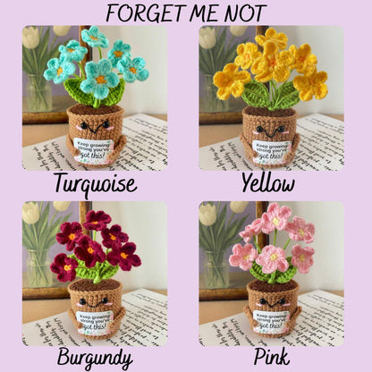 Personalized Gift – Crochet Flower Pot Decor – Encouragement Gift – Emotional Support Gift – Mental Health Desk Decor