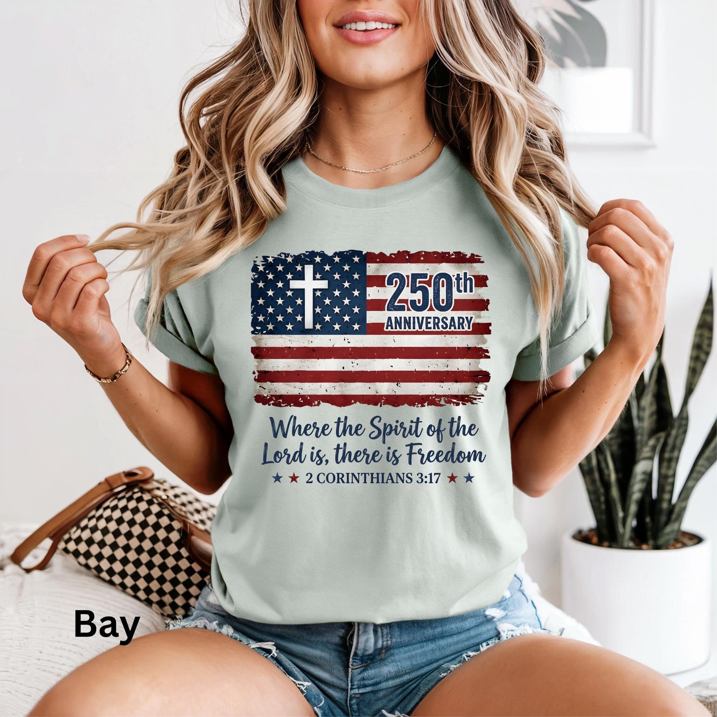 Freedom Christian America 250th Anniversary Shirt, Distressed Jesus 4th Of July Shirt, American Flag Shirt, Faith Bible Verse Tee
