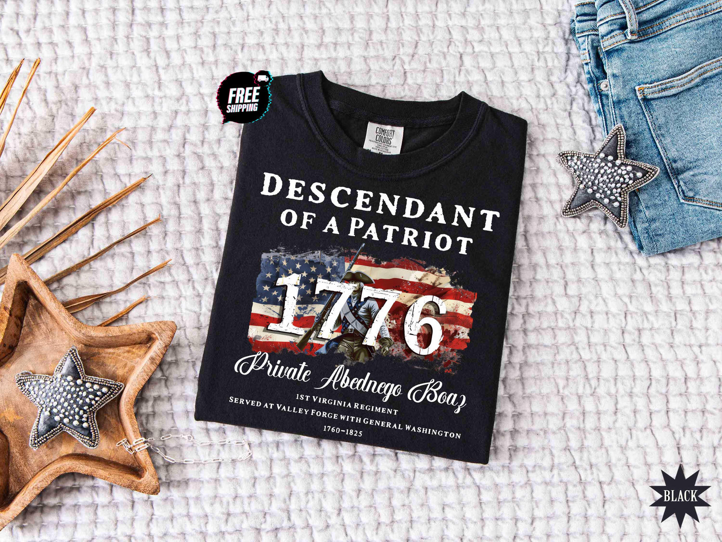 Comfort Colors® Descendant of a Patriot Shirt, Revolutionary War Heritage Tee, Vintage American Revolution Gift