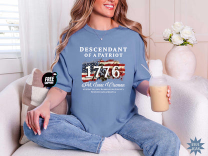Comfort Colors® Descendant of a Patriot Shirt, Revolutionary War Heritage Tee, Vintage American Revolution Gift