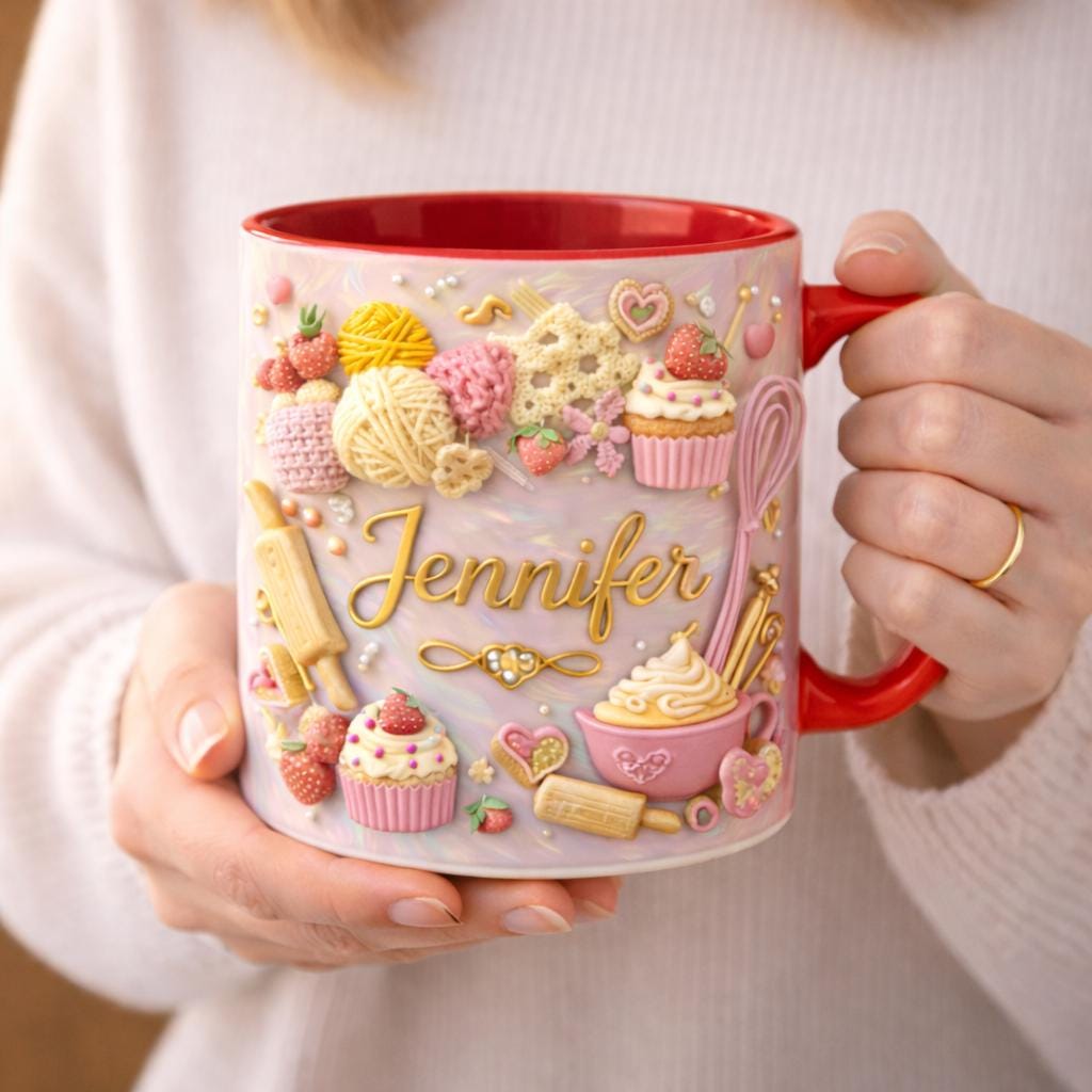 Personalized Sewing Crochet Mug Custom Name Crafter Mug Knitting Gift Crochet Lover Gift Sewing Lover Coffee Cup Handmade Gift