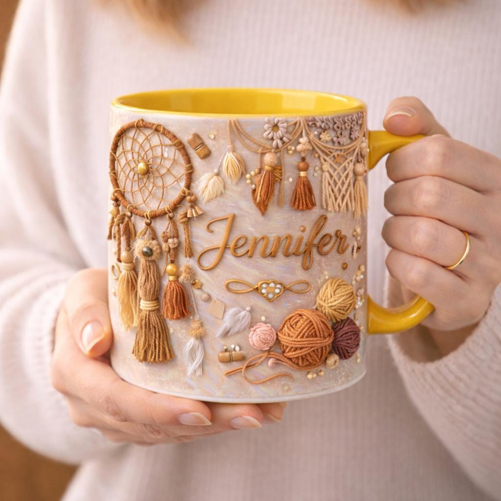 Personalized Sewing Crochet Mug Custom Name Crafter Mug Knitting Gift Crochet Lover Gift Sewing Lover Coffee Cup Handmade Gift