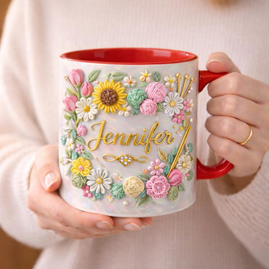 Personalized Sewing Crochet Mug Custom Name Crafter Mug Knitting Gift Crochet Lover Gift Sewing Lover Coffee Cup Handmade Gift