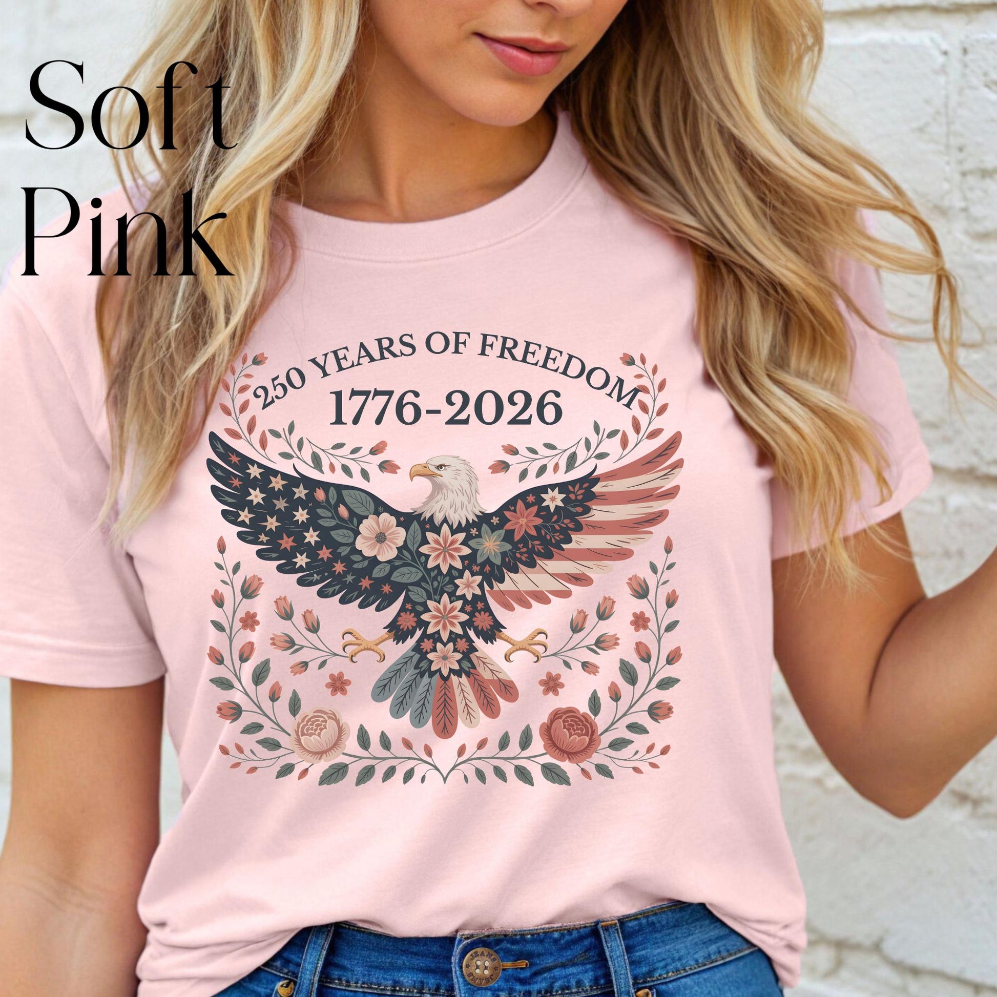 Folk Art USA Eagle Shirt, 250 Years of Freedom, USA 250th Anniversary Patriotic Tee