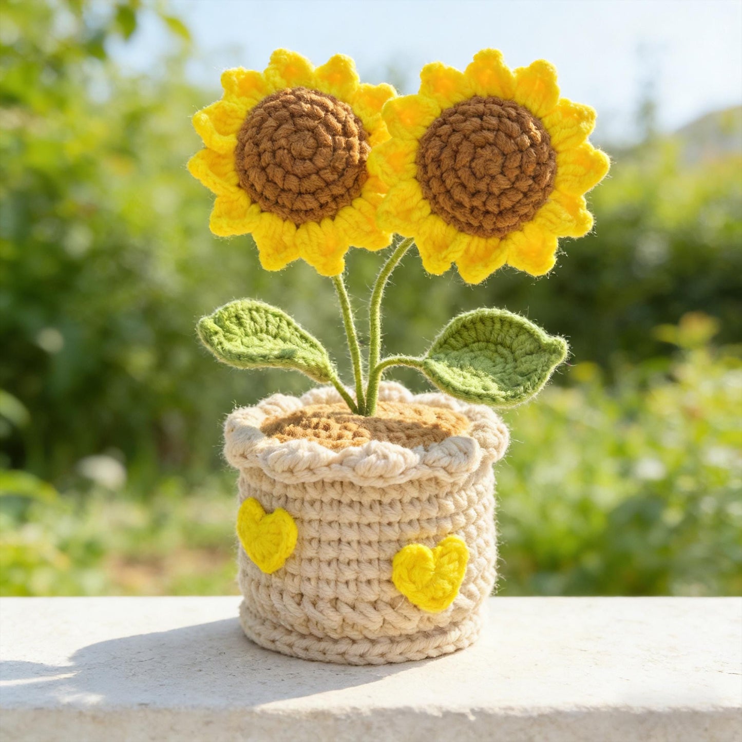 Crochet Sunflower | Handmade Knitted Flower Pot | Desk Decor | Amigurumi Sunflower Gift | Mini Potted Plant