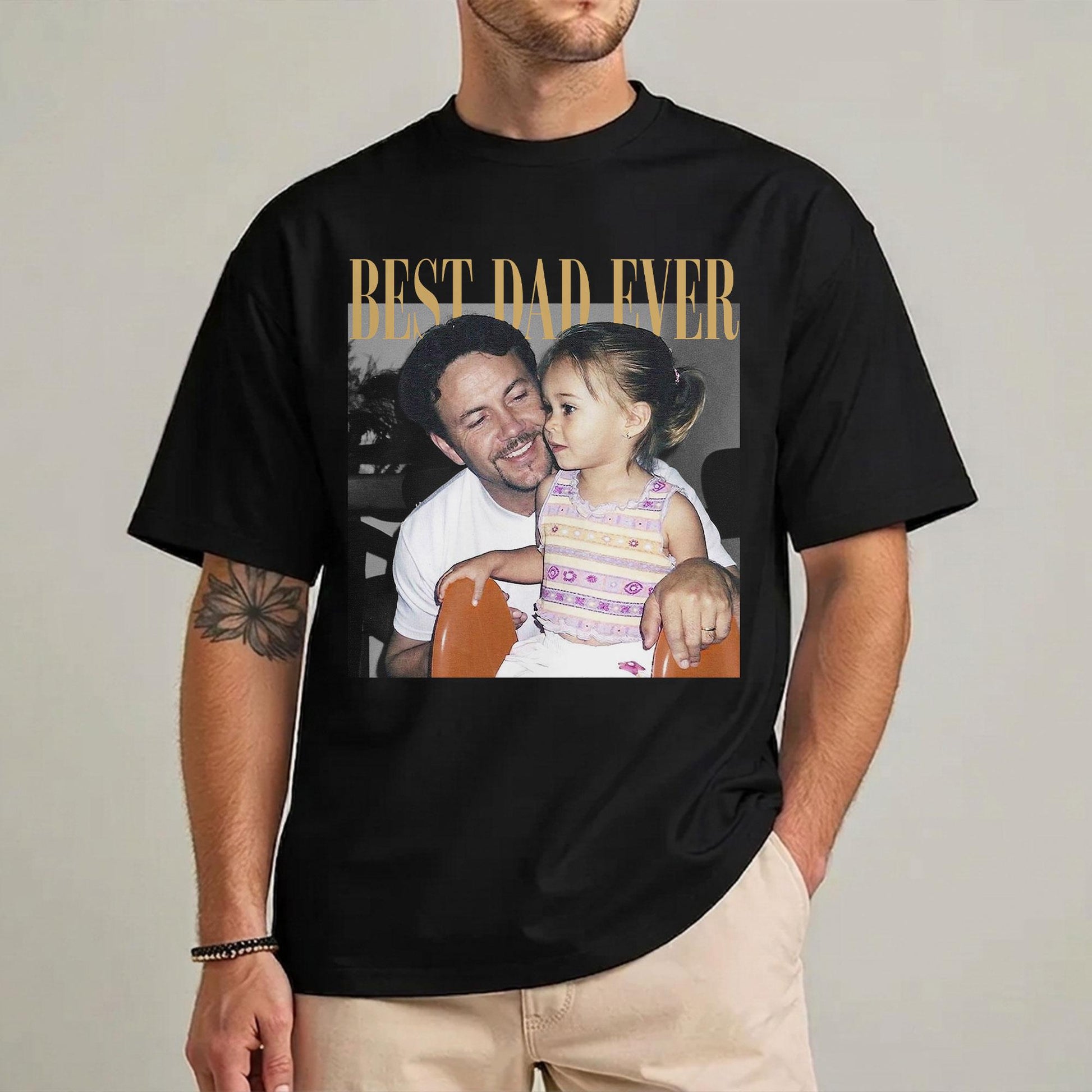 Personalised Photo Dad Comfort Colors Shirt, Daddy Picture TShirt, Grandpa Gift, Custom Portrait Papa Tee Family Gift