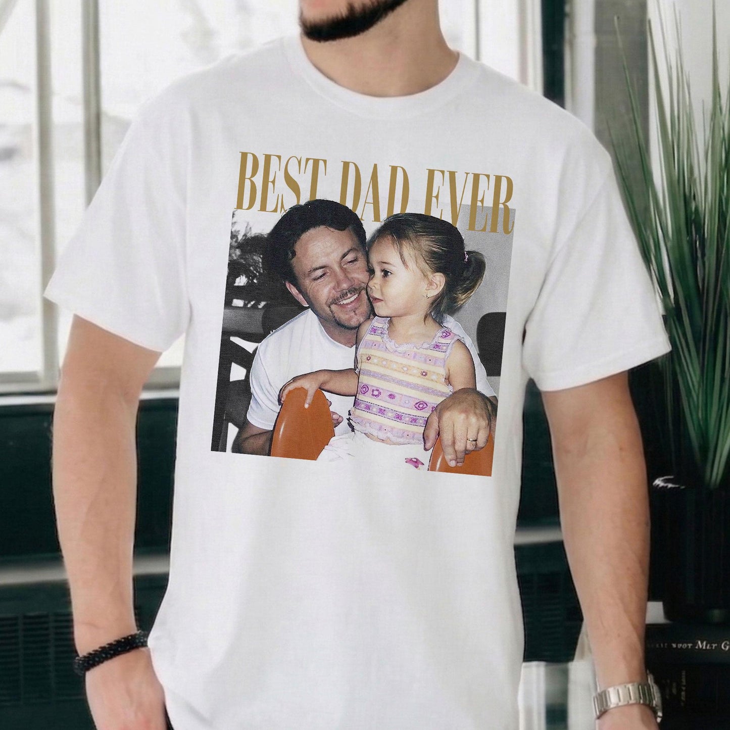 Personalised Photo Dad Comfort Colors Shirt, Daddy Picture TShirt, Grandpa Gift, Custom Portrait Papa Tee Family Gift