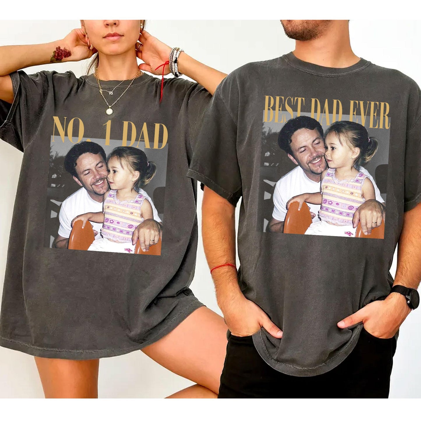 Personalised Photo Dad Comfort Colors Shirt, Daddy Picture TShirt, Grandpa Gift, Custom Portrait Papa Tee Family Gift