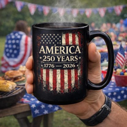 America 250 Mug, 1776 to 2026 Coffee Cup, 250th Anniversary, USA Flag Mug, Patriotic Gift, Independence Day, 4th of July Cup, History Buff