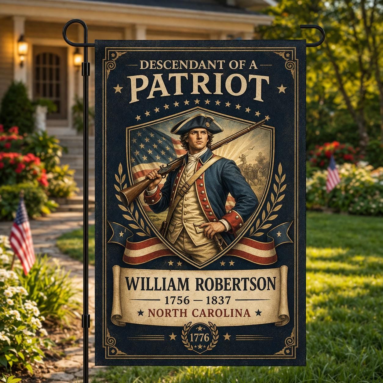 Personalized Revolutionary Flag, Custom Revolutionary War Patriot Garden Flag, Revolutionary War Patriot Flag, Custom Veteran USA Decor
