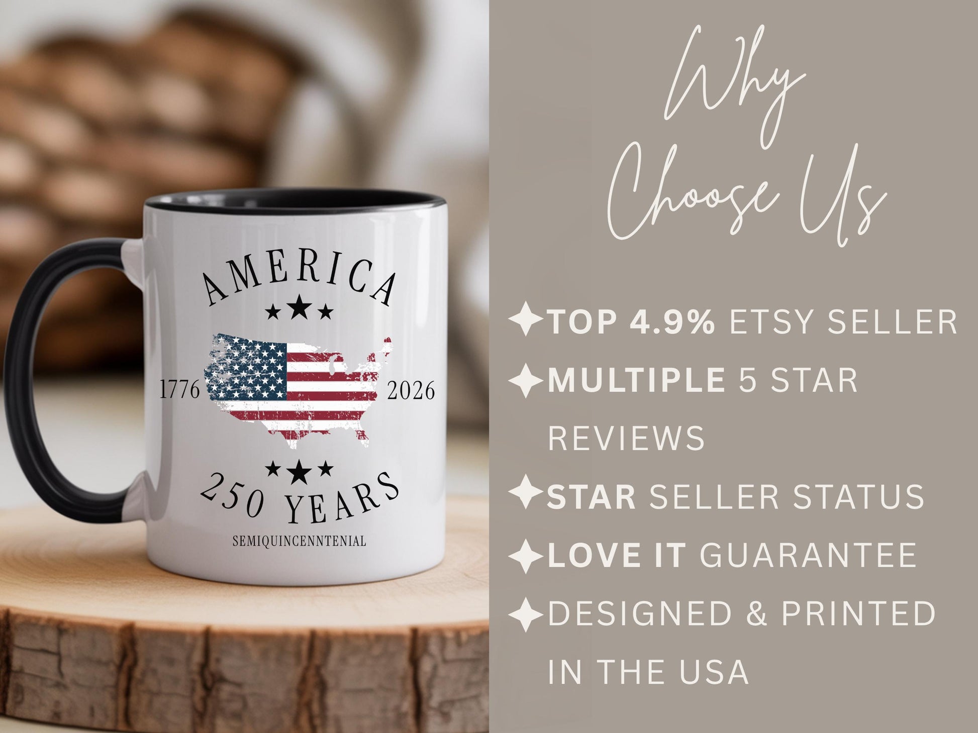 America 250th Anniversary Commemorative Mug, Patriotic Gift