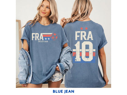 France Soccer Shirt Comfort Colors Retro Football Match Tee 2026 Fan Top Number 10