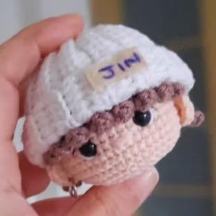 Kpop Band Crochet Doll Keychain Handmade Amigurumi Kpop Plush Mini Dolls Cute Members Gift Fanmade Keyring Accessories