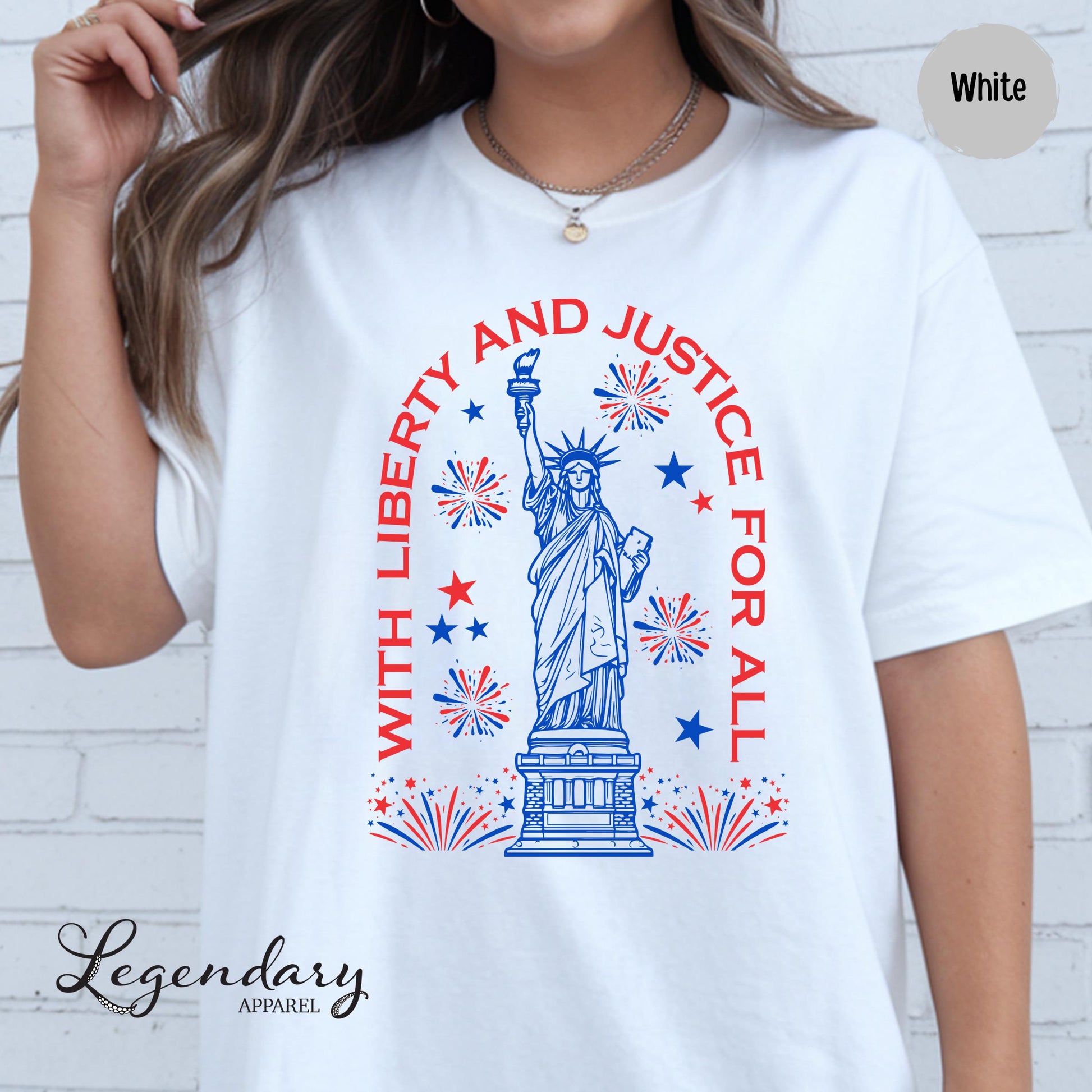 Statue of Liberty TShirt Patriotic Freedom Comfort Colors Tee 4th of July Pledge of Allegiance Liberty and Justice For All Shirt