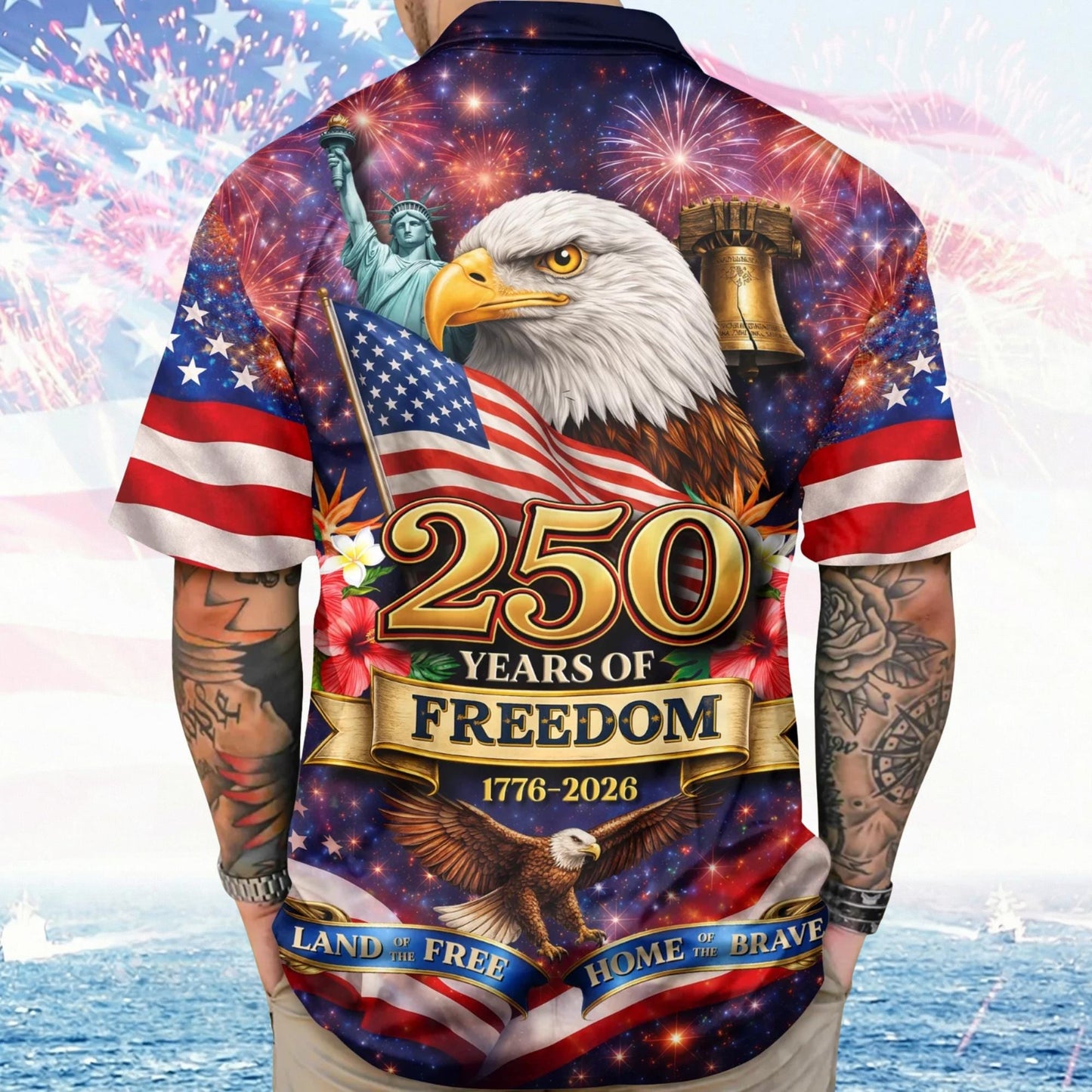 Freedom 250th Anniversary Hawaiian Shirt,USA 250 Years Independence Apparel,1776–2026 America Anniversary,Patriotic Freedom MSC2