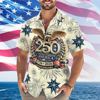 Freedom 250th Anniversary Hawaiian Shirt,USA 250 Years Independence Apparel,1776–2026 America Anniversary,Patriotic Freedom MSC14