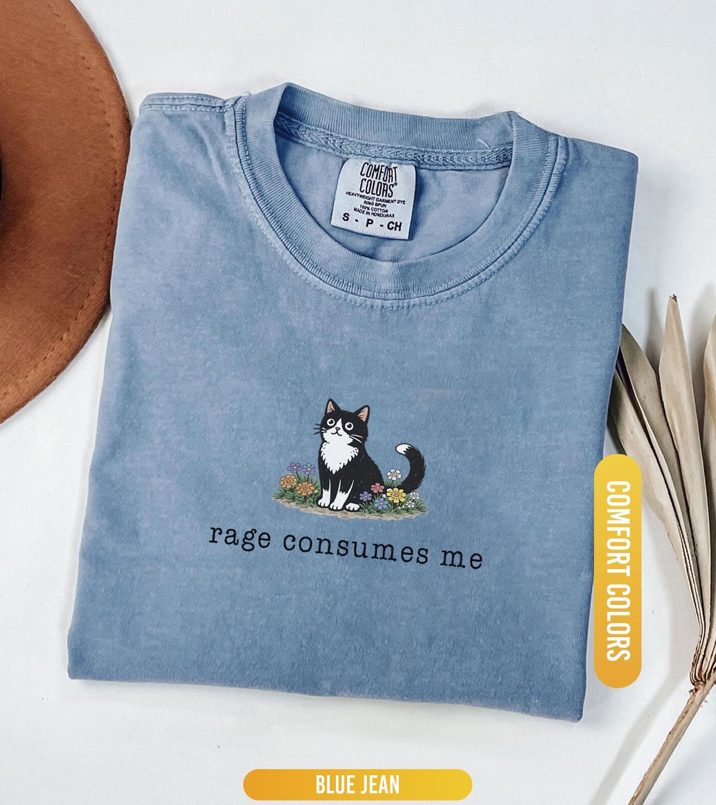 Funny Cat Meme Comfort Colors® Shirt, Rage Consumes Me, Oversize, Women, Mens, Cat Comfort Colors T-shirt