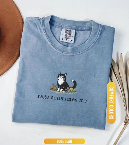 Funny Cat Meme Comfort Colors® Shirt, Rage Consumes Me, Oversize, Women, Mens, Cat Comfort Colors T-shirt