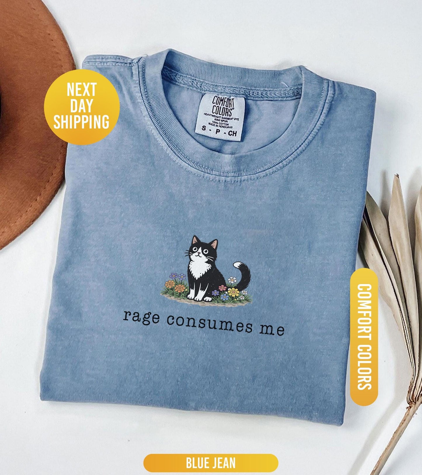 Funny Cat Meme Comfort Colors® Shirt, Rage Consumes Me, Oversize, Women, Mens, Cat Comfort Colors T-shirt