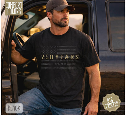 Comfort Colors® Retro Usa 250 Shirt, Independence Day Shirt, Celebrate 250th Anniversary Shirt Usa Flag Tee 4th of July Shirt Patriotic Gift