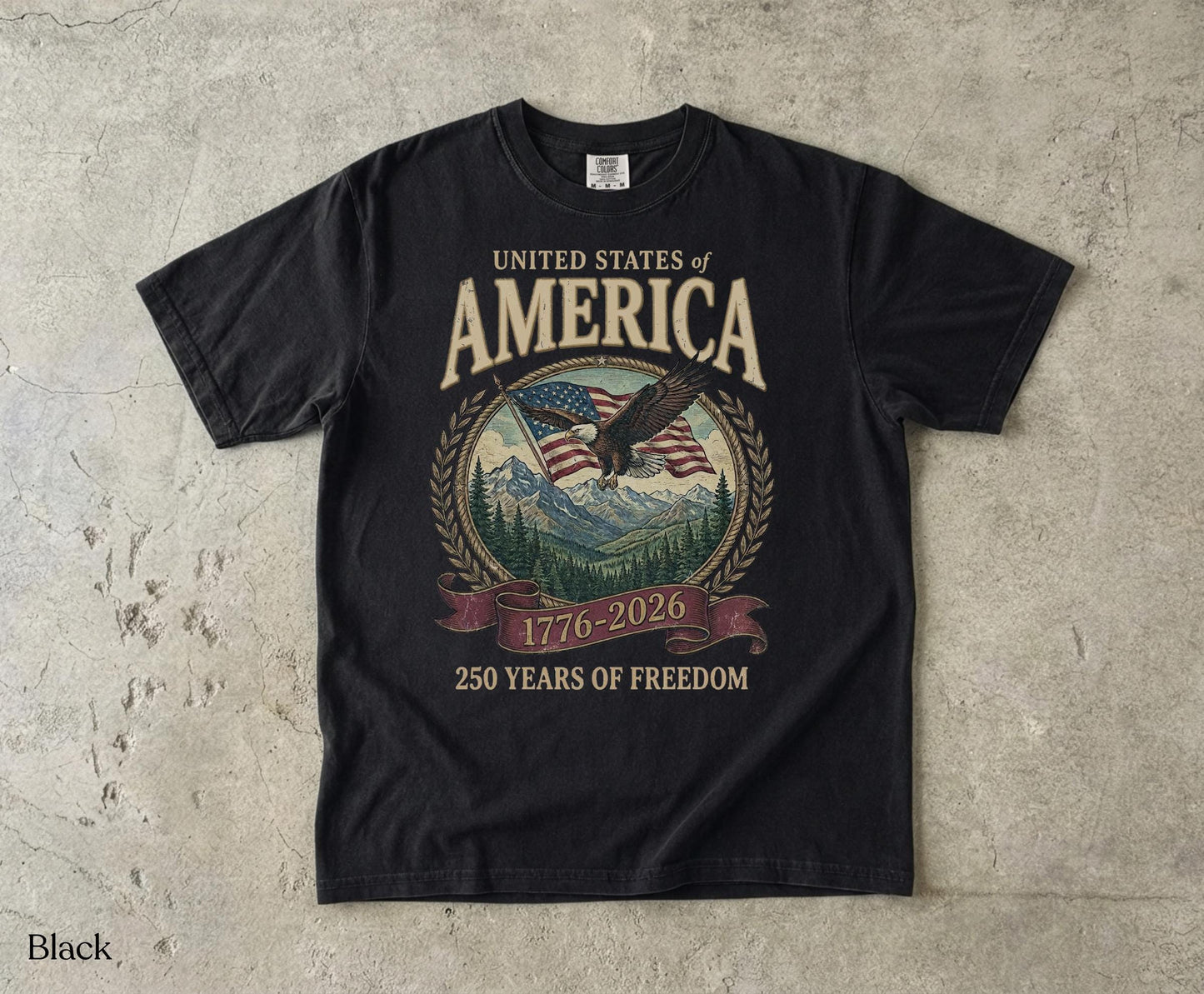 America 250th Anniversary 90s Graphic Style Comfort Colors Tshirt, Y2k Oversized Patriotic USA Streetwear