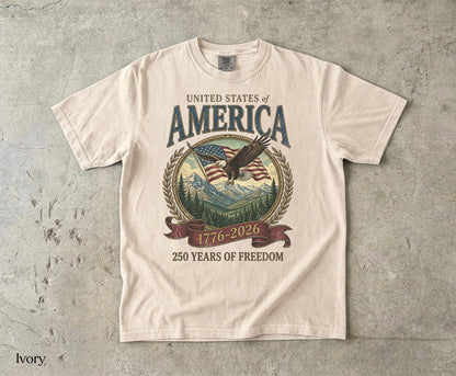 America 250th Anniversary 90s Graphic Style Comfort Colors Tshirt, Y2k Oversized Patriotic USA Streetwear