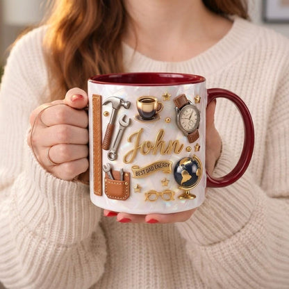 Personalized Dad Ceramic Mug, Custom Built With Love Cup, Father Gift, Dad Energy Keepsake