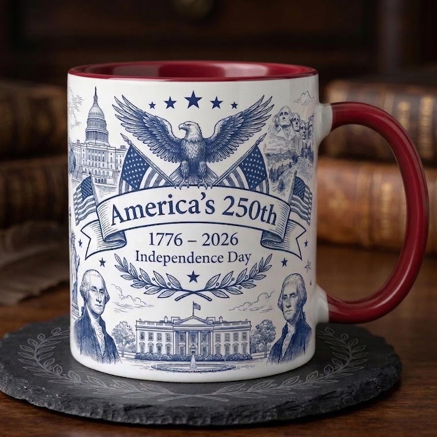 Semiquincentennial 1776-2026 Anniversary Accent Mug, America's 250th Cup, Patriotic Liberty Bell Coffee Mug, Independence Day Gift