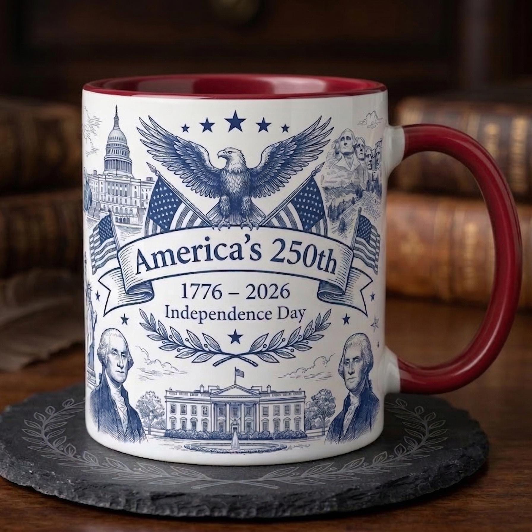 Semiquincentennial 1776-2026 Anniversary Accent Mug, America's 250th Cup, Patriotic Liberty Bell Coffee Mug, Independence Day Gift