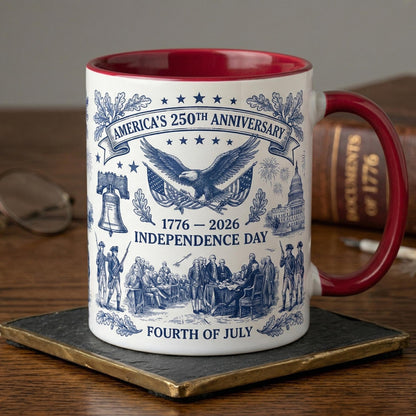 Semiquincentennial 1776-2026 Anniversary Accent Mug, America's 250th Cup, Patriotic Liberty Bell Coffee Mug, Independence Day Gift