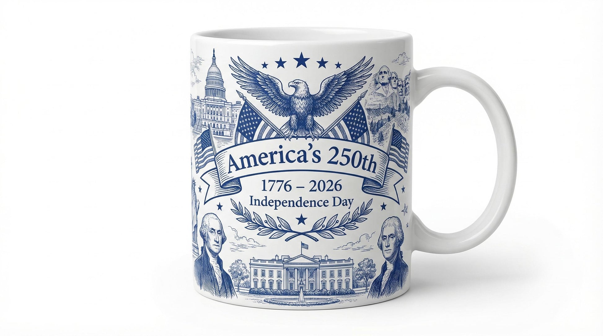 Semiquincentennial 1776-2026 Anniversary Accent Mug, America's 250th Cup, Patriotic Liberty Bell Coffee Mug, Independence Day Gift