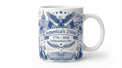 Semiquincentennial 1776-2026 Anniversary Accent Mug, America's 250th Cup, Patriotic Liberty Bell Coffee Mug, Independence Day Gift
