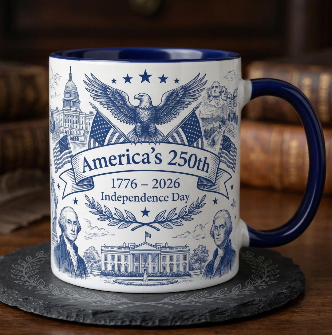 Semiquincentennial 1776-2026 Anniversary Accent Mug, America's 250th Cup, Patriotic Liberty Bell Coffee Mug, Independence Day Gift