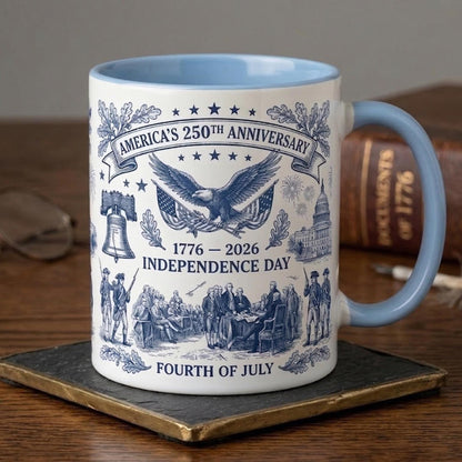Semiquincentennial 1776-2026 Anniversary Accent Mug, America's 250th Cup, Patriotic Liberty Bell Coffee Mug, Independence Day Gift